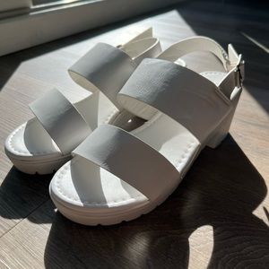 Bamboo White Strappy Platform Sandals